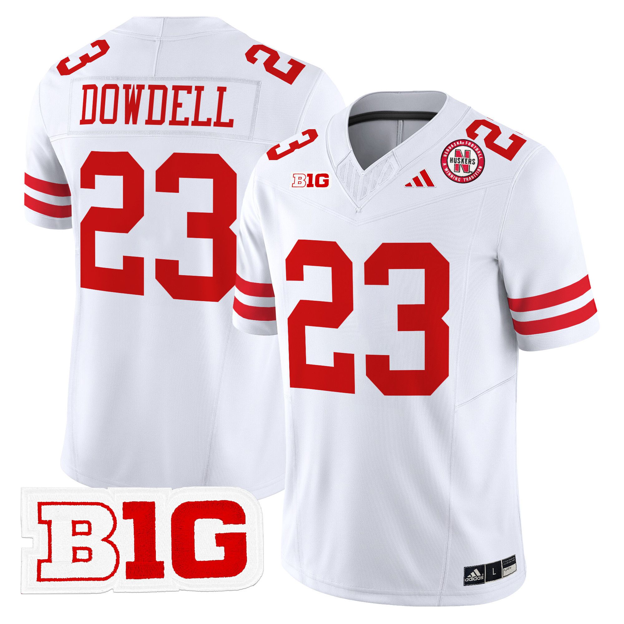 Men Nebraska Cornhuskers #23 Dowdell White 2024 Vapor Limited NCAA Jersey